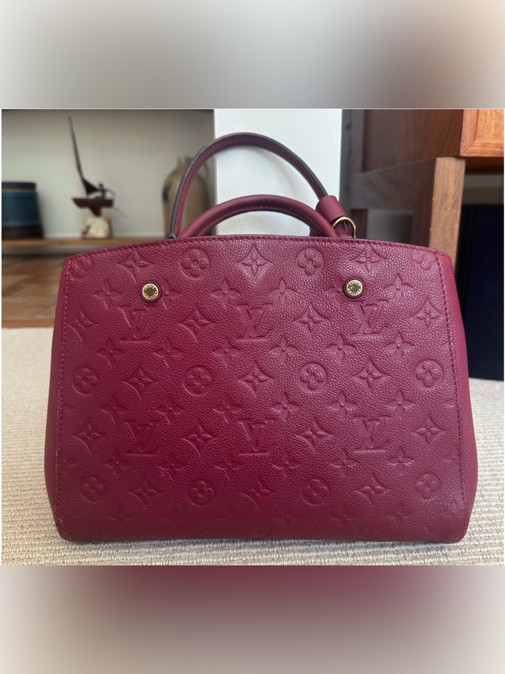 Louis Vuitton Empreinte Burgundy Bag & Zippy Wallet Set